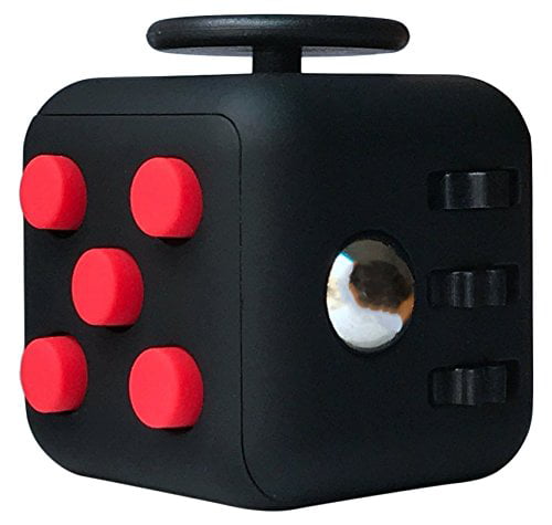 Cool Fidget Cube Vinyl Desk Toy Children Adults Stress Red/Black 