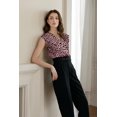 thumbnail image 4 of Camiseta sin mangas EVALESS para mujer, cuello en V, plisada, casual, leopardo L, 4 of 5