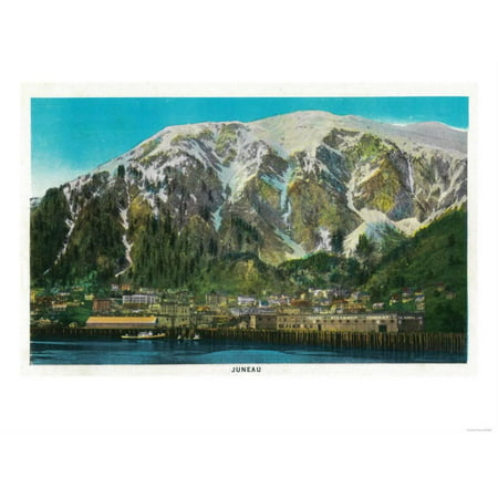 Town View of Juneau, Alaska - Juneau, AK Print Wall Art By Lantern