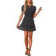 thumbnail image 1 of Vestido de gasa de mujer INSPIRE CHIC con mangas fruncidas, lazo en el cuello, cintura elástica, mini vestido de lunares negro M, 1 of 6