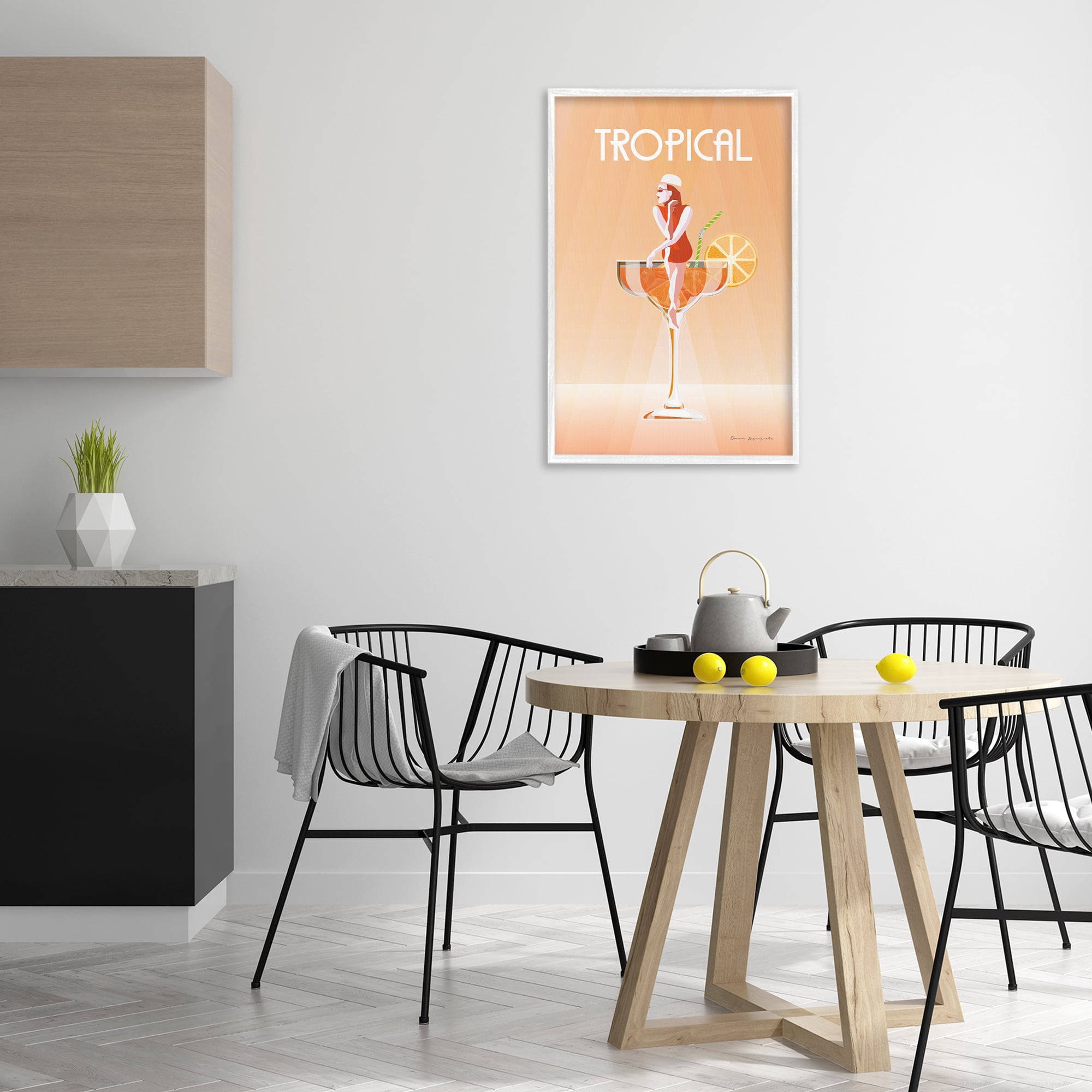 Stupell Industries Tropical Drink Girl Food & Beverage Painting White Framed Art Print Wall Art, 20 x 30