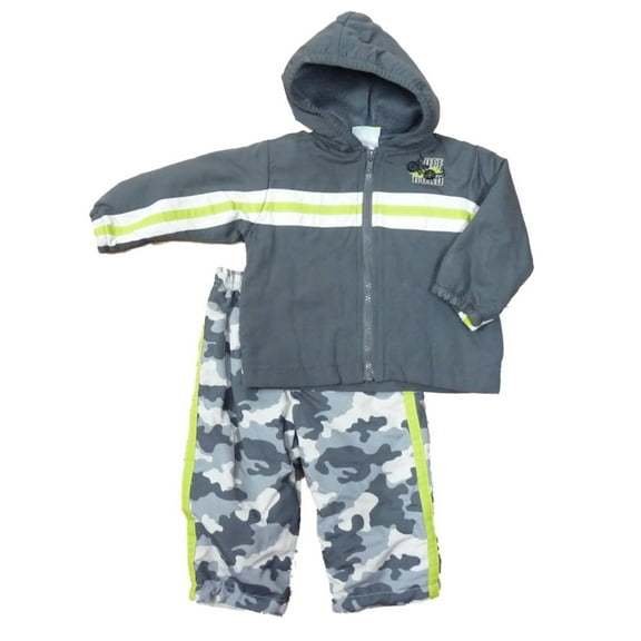 Al & Ray Infant Boys 2 Piece Gray Jacket & Camo Pants Track Suit Set