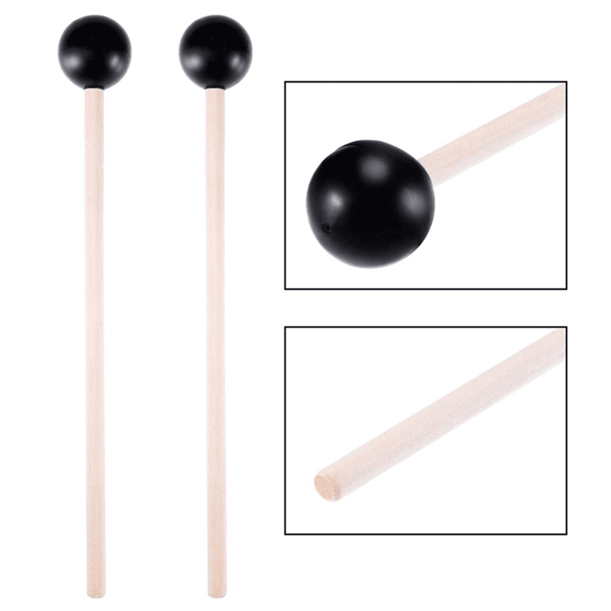 6 Pairs of Rubber Drumsticks Percussion Instrument Parts Xylophone/Marimba Mallets Hammer -3 Rubber