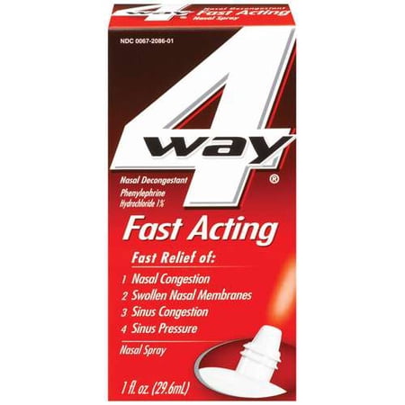 4 Way Nasal Decongestant Nasal Spray, Fast Acting, 1 Fl Oz (Pack of 3)