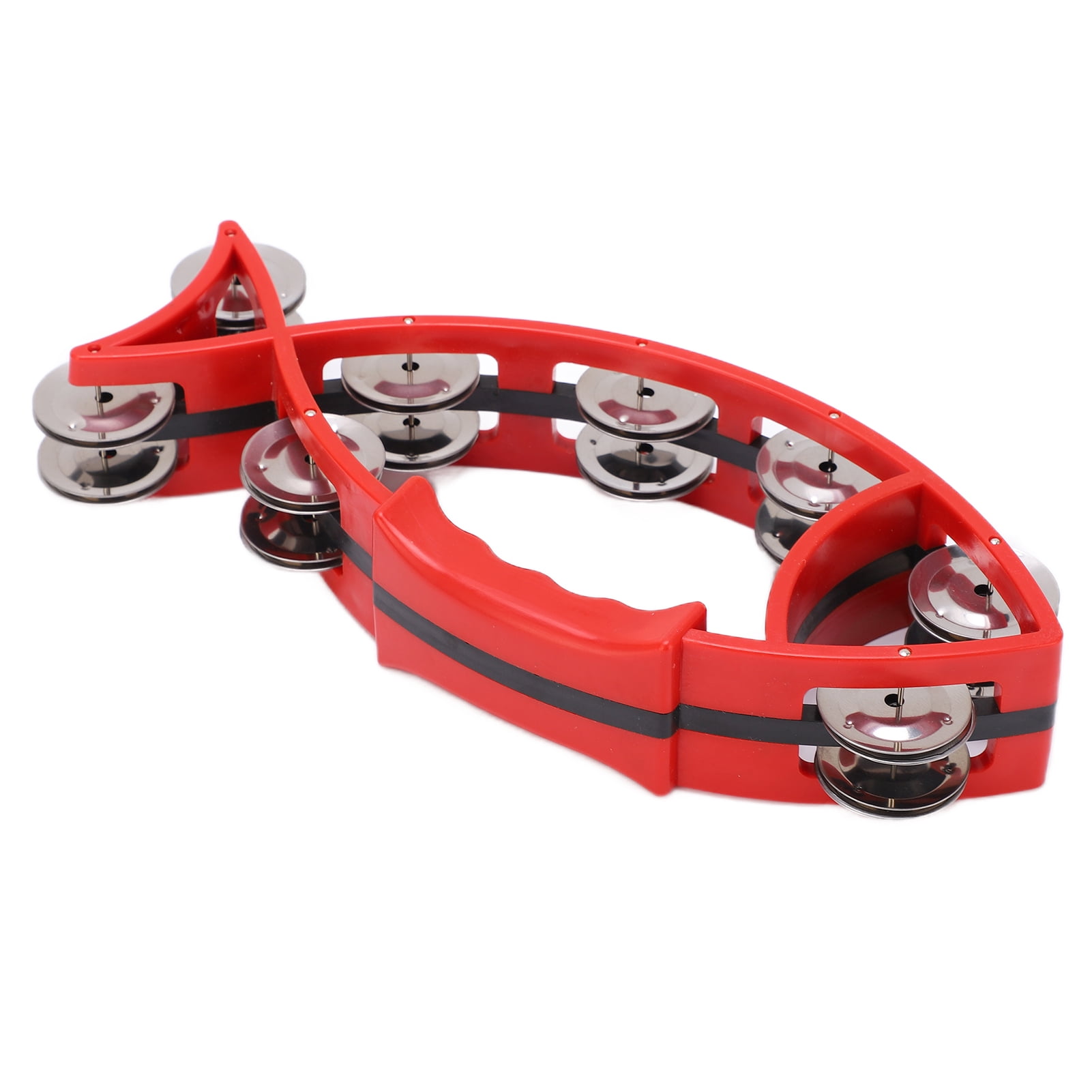 Tambourine, Fish Shaped Tambourines Instrument Mini For Gift For Party Red
