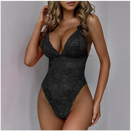 

Tejiojio Mother s Day Gifts Women s Sexy Flower Lace Bow One-Piece Sexy Lingerie Pajamas Bodysuit