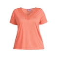 thumbnail image 3 of RealSize Women's Plus Lace V-Neck Tee with Short Sleeves, 3 of 6