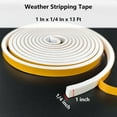 thumbnail image 2 of Weather Stripping Door Seal Strip, Strong Adhesive, Weatherproof, Reduce Noise, Gap Filler, Foam Insulation Tape for Doors and Windows, White, 1 in x 1/4 in x 13 Ft, 2 of 13