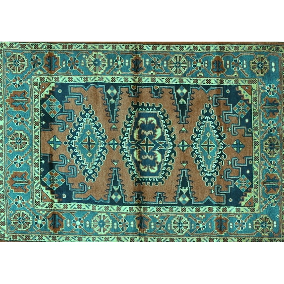 Ahgly Company Indoor Rectangle Persian Turquoise Blue Traditional Area Rugs, 8' x 10'