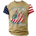 thumbnail image 2 of Men's 250 Years 1776-2026 Shirt with Jet Smoke American Flag Graphic and Star Stripe Sleeves Featuring Classic Round Neck Khaki XXXL, 2 of 5