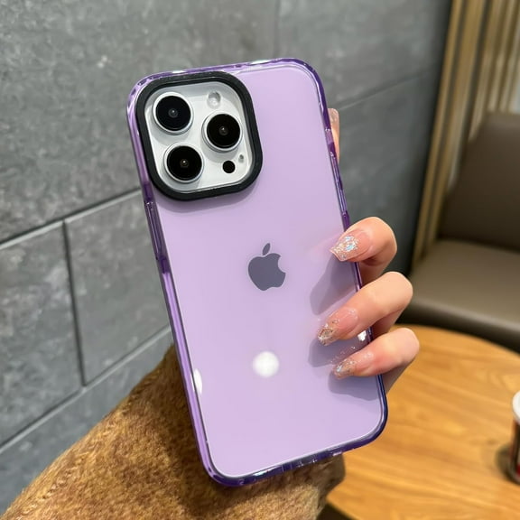 for iPhone 15 Pro Max Phone Case 6.7 inch, Aesthetic Trendy for Women Girls, Shockproof Transparent Soft TPU Purple