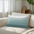 thumbnail image 3 of Teal Ombre Throw Pillow Cover, Pillowcase Protectors with Zipper, Breathable Decorative Lumbar Pillow Case Cover, Modern Abstract Art Farmhouse Striped Pillow Shams for Couch Sofa 16x24Inch, 3 of 8