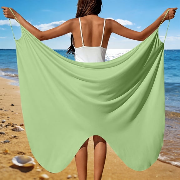 asdoklhq Holiday Dresses for Women Spring Dresses Women's Beach Cover-Up Sarong with Waist and Sheer Draped Mint Green L