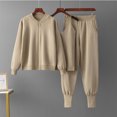 thumbnail image 2 of Enjoytime Outfits for Women Solid Color Zip Up Jacket Round Neck Knit Tops and Wide Leg Pants 3 Piece Sets Soft Comfy Matching Loungewear, 2 of 3