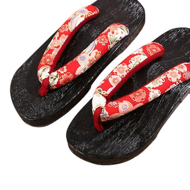 maskred Sabots Japonais Sandales Geta pour Hommes Femmes à la Mode et Polyvalentes Rouge Rond Taille 39 1Set