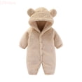 thumbnail image 2 of LYHaoo Rompers Cute Outfits Newborn Infant Baby Boys Girls Snowsuit Winter Coat Solid Bear Warm Fleece Hooded Romper Jumpsuit Outfits,Sizes 0-3 Months, 2 of 4