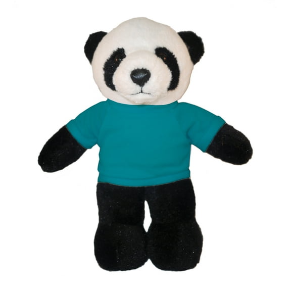 Made by Aliens Personalized Floppy Panda with Tee Stuffed Animal Plush Toy- Custom Text on Shirt - Perfect Gift for Mothers Day- Valentine Day- Graduation Day- Birthday 8 inches (Turquoise)