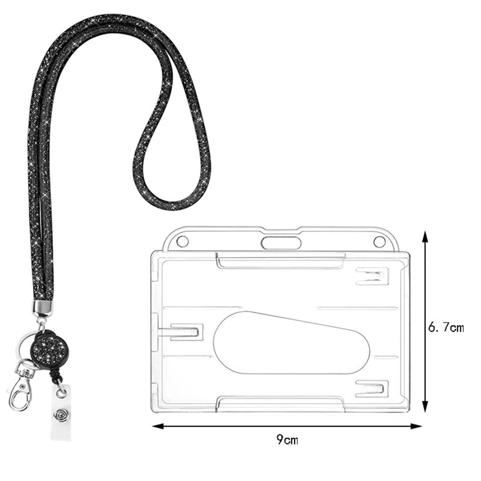 SLUOHZXI Lanyards for ID Badges- Bling Badge Lanyard with ID Badge Holder Retractable Crystal Teacher Lanyard Retractable Keychain Cruise Ship Lanyards for Women,Transparent PC Case Protector