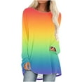thumbnail image 2 of Wiyuqeen Long Raglan Sleeve Tshirts for Women Dressy Casual Crew Neck Pullover Soft Trendy Gradient Color Long Sleeve Shirts Fall Loose Flowy Long Tunics, 2 of 5