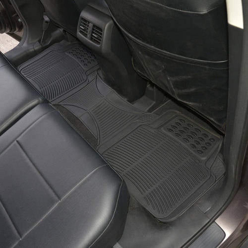 BDK 3 Row Car Floor Mats for SUV and Van, Heavy Duty Rubber Mats and Liner, Black Beige Gray
