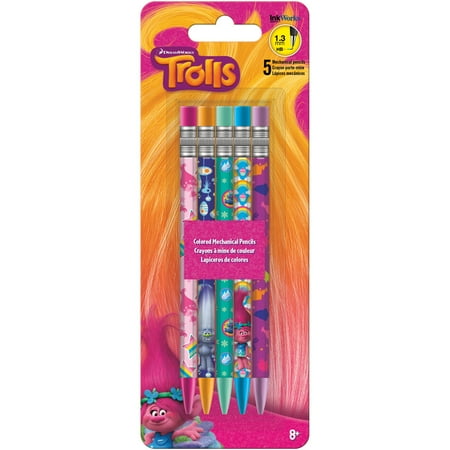 - Dreamworks Trolls Colored Mechanical Pencils 5/Pkg-Pink, Orange, Mint, Blue & Lavender