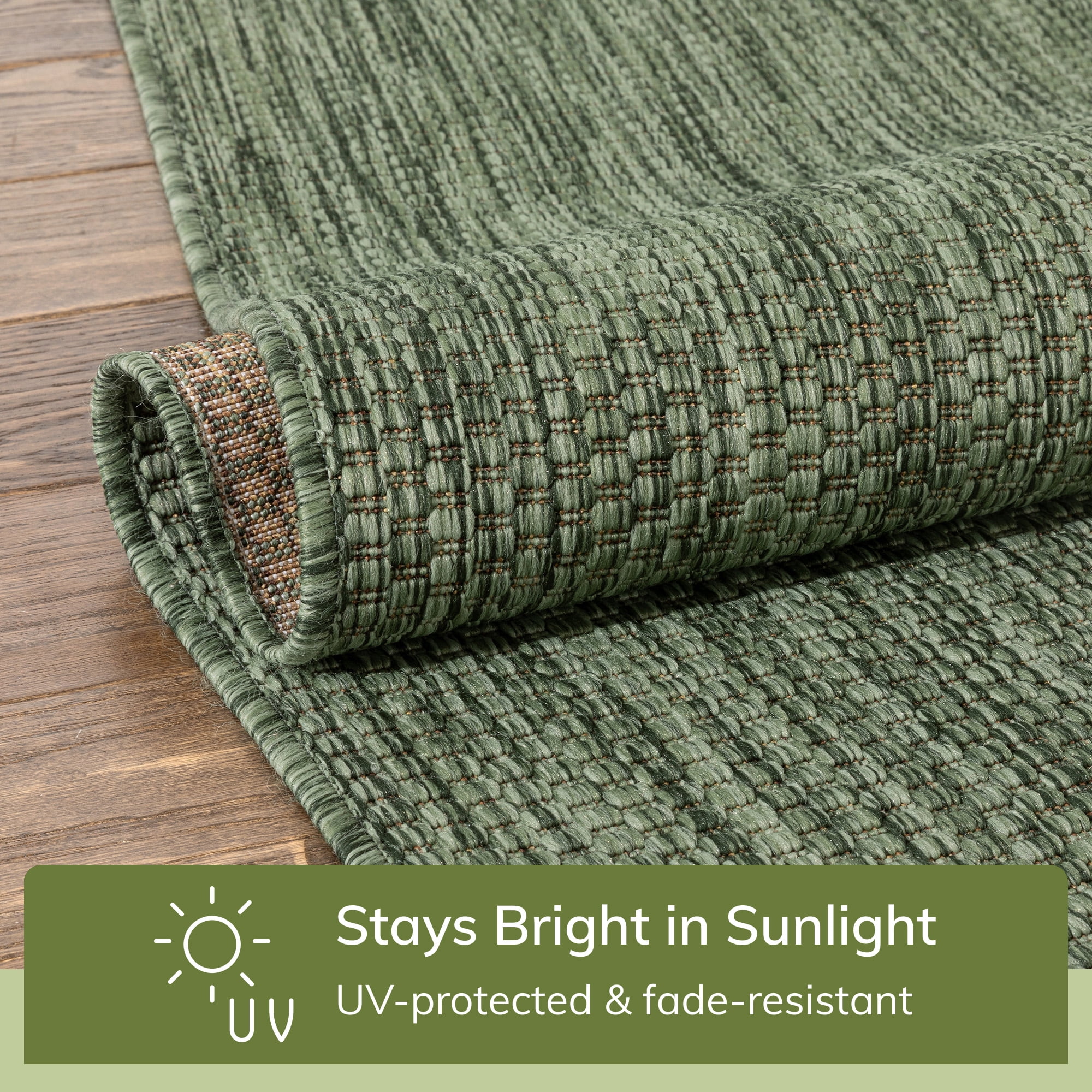 Well Woven Leifen Green Indoor / Outdoor Flat Weave Pile Solid Color Pattern Area Rug 8x10 (7'10" x 9'10")