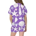 thumbnail image 3 of SonxaHe Big Girl's Outfits Cartoon Ocean Satin Short Sleeve Shirt Shorts Silk Cozy Summer Sleepwear Outfit Set for Kids Purple,Size 8-9 Y, 3 of 3