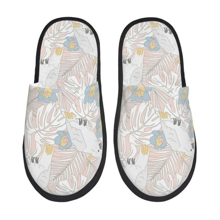 

Slippers for Women Men Cartoon Palm Leaf Monstera Parrot Warm Womens Mens House Shoes Bedroom Slippers Fuzzy Memory Foam Slippers Winter House Indoor Shoes Aesthetic Dorm Slippers