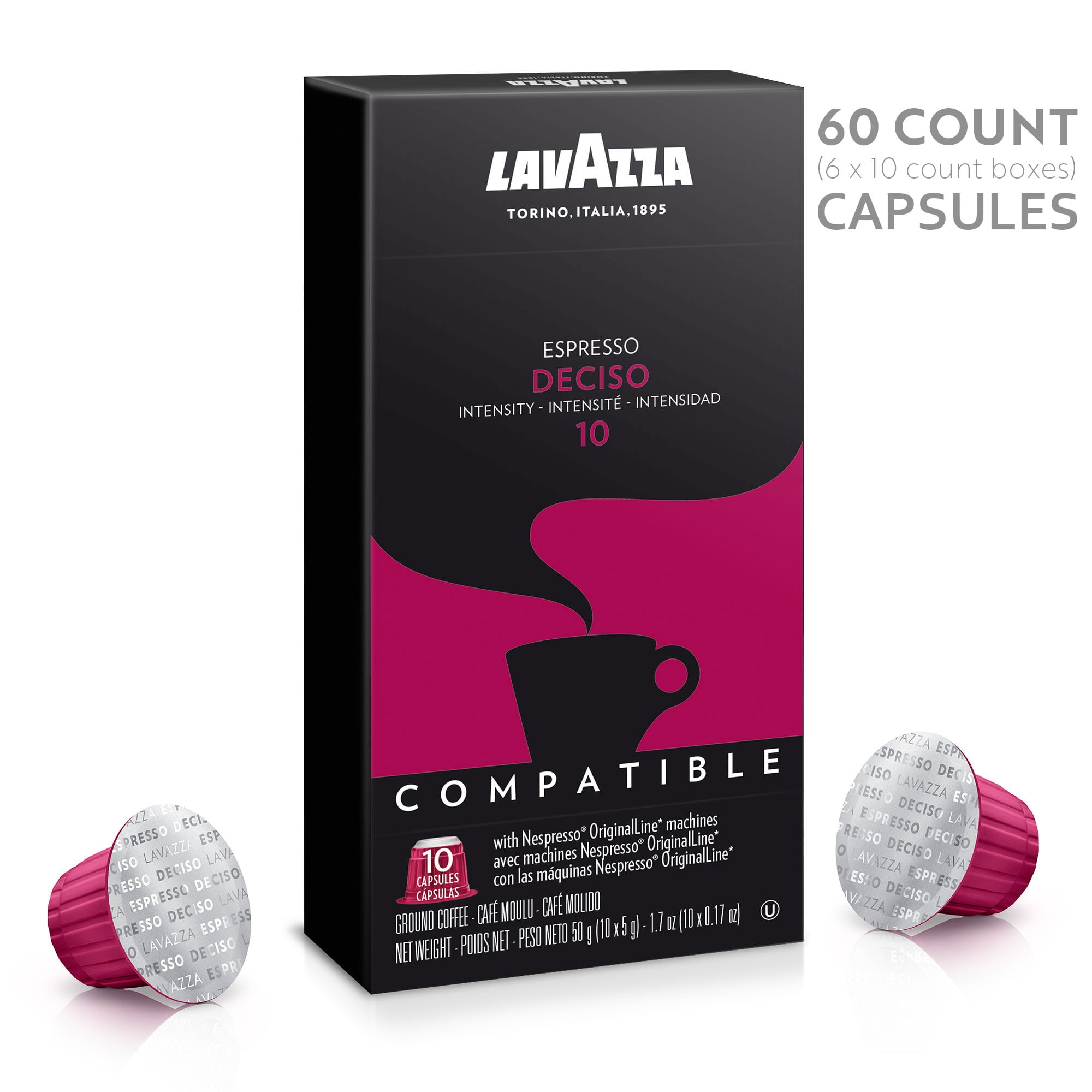 Lavazza Nespresso Compatible Capsules, Deciso Espresso Dark Roast