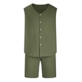 thumbnail image 2 of Snorda Débardeur Homme Couleur Unie avec Ceinture à Boutons Ensemble Deux Pièces Col Rond, 2 of 4