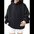 thumbnail image 3 of Sudadera Holgada de Larga con Capucha para Mujer, Estilo Informal, para Otoño e Invierno. Negro L, 3 of 8