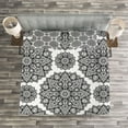 thumbnail image 3 of Ambesonne Mandala Quilted Bedspread Set 3 Pcs, Oriental Mandala Design, Queen Size, Black and White, 3 of 3
