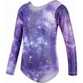 thumbnail image 3 of Toddler Leotard Gymnastics 3PC Long Sleeve Sparkly with Shorts for Tumbling Outfits Dance Gymnastics Gifts for Girls Size 3-12 Light Purple, 3 of 6
