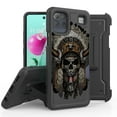 thumbnail image 1 of ANJ+ Rugged Hybrid Shockproof Case w/Kickstand + Holster Clip Card Slot Cover for LG K92 5G - Skull Chief 3, 1 of 3