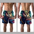 thumbnail image 3 of luoweisi Men's Beach Shorts Quick Dry Swim Trunks with Mesh Lining Cartoon Owl XL, 3 of 5