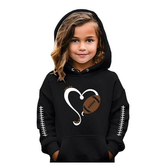 kpoplk Girls Hoodies Cute Graphic Printed Long Sleeve Pullover Sweatshirts Preppy Clothes 6-7 Years,Black