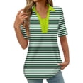 thumbnail image 2 of YHAJDS Polo Shirts for Women Short Sleeve Collared Striped Print Casual Fashion Top Blouse, 2 of 5