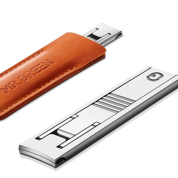 Mr.green Ultra Thin Nail Clippers German Precision Manufacturing Technology Nail Cutters with Cow Leather Cover (Dark Brown)