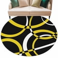 thumbnail image 2 of Round Area Rugs Collection 8 Ft, Yellow Geometric Non-Slip Residential Carpet, Modern Abstract Simple Lines Black Indoor Crawling Mats Runner Rugs for Living Room/Dining Room/Bedroom, 2 of 8