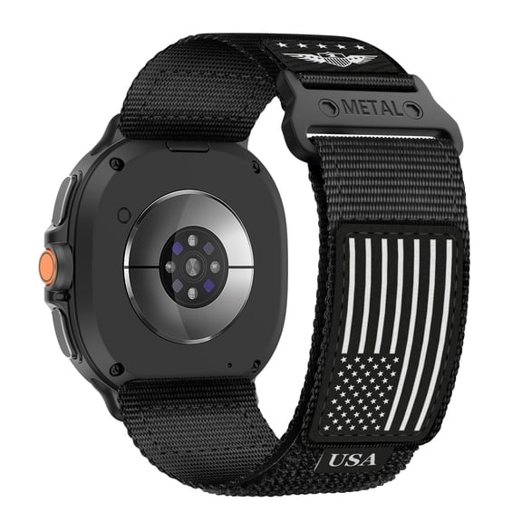 XL Size Adjustable Rugged Nylon Watch Band With Stars‑Stripes Flag Pattern, Compatible with Samsung Galaxy Watch 9/8 40mm 44mm, Galaxy Watch 8 Classic 46mm, Soft Fabric Sport Wrist Strap for Men