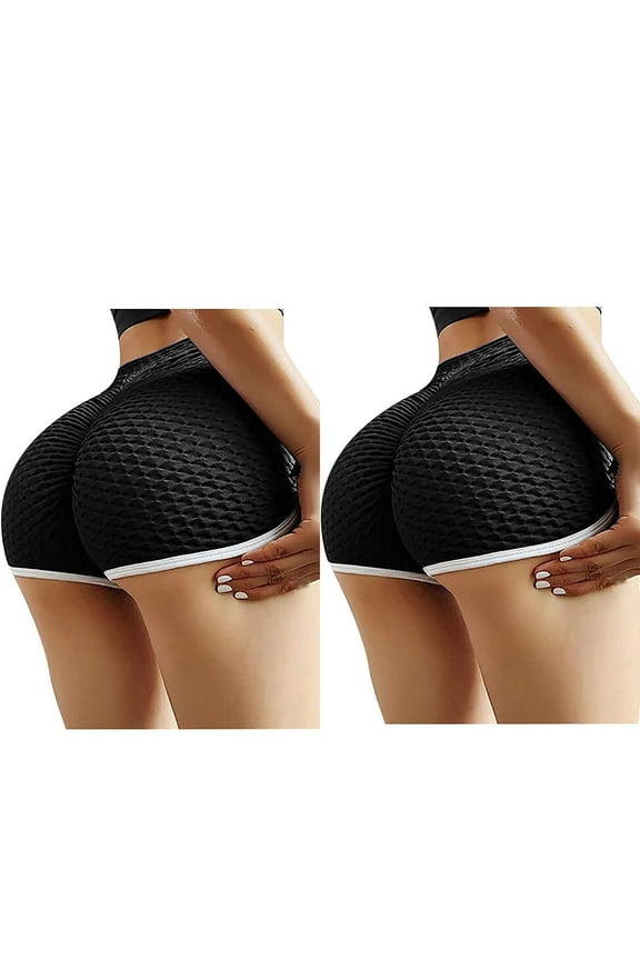 2pc Women's Workout Shorts Scrunch Booty Yoga Pants Running Compression Exercise Middle Waist Butt Lifting Leggings