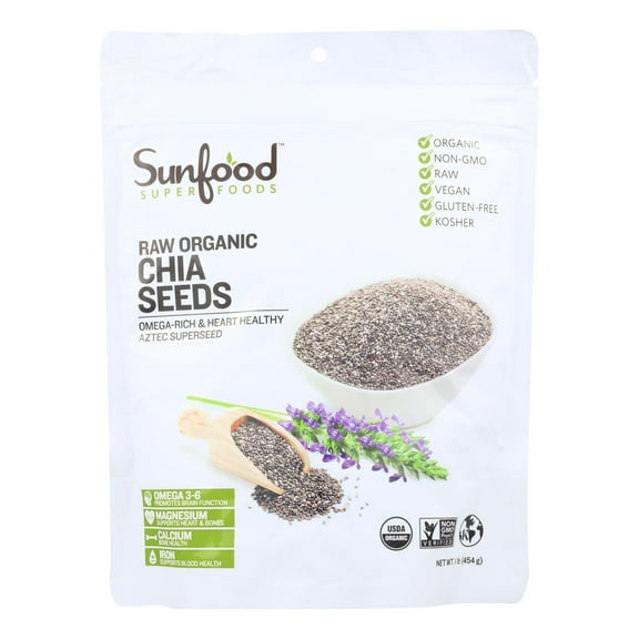 Sunfood Superfoods Organic Chia Seeds 1 lb (Pack Of 5)