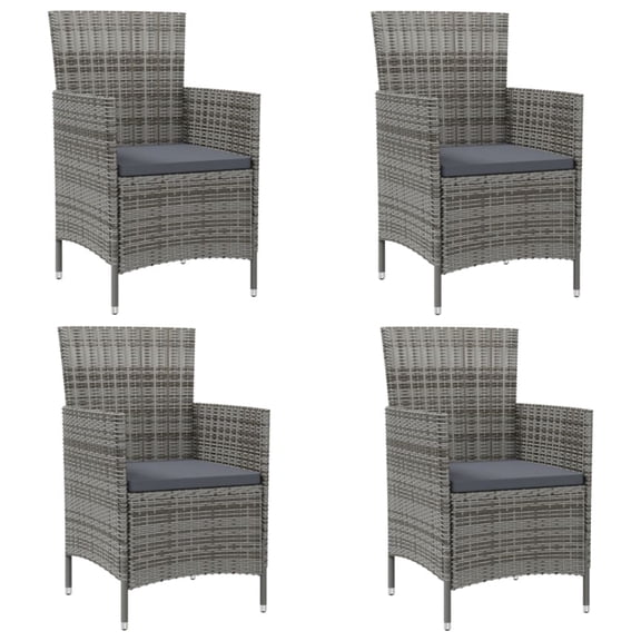 Casafoyer Patio Chairs with Cushions 4 pcs Poly Rattan Gray
