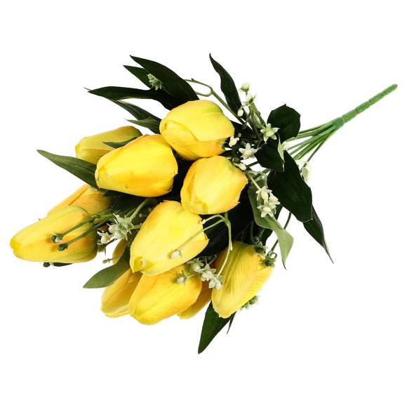 RUNROTOO 1Pack Yellow Tulip Bouquet Plastic Cloth for Home Decor Non Wilting Non Freezing Simulated Tulip Bouquet Adorn