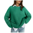 thumbnail image 2 of POROPL Women's Sweaters Long Sleeve Crew Neck Sweater Oversized Knitted Size S-XL, 2 of 7
