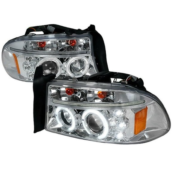 For 1997-2004 Dodge Dakota 98-03 Durango Chrome LED Halo Projector Headlights