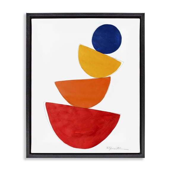 Stupell Industries Modern Tilting Balancing Shapes Black Floating Frame Canvas Art, 17 x 21, by Ruth Fromstein