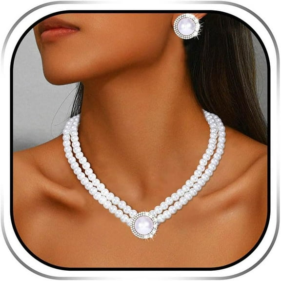 XBage Wedding Pearl Jewelry Set Bridal Jewelry Rhinestone Prom Birthday Necklace Jewelry Accessories For Women[xl7136]