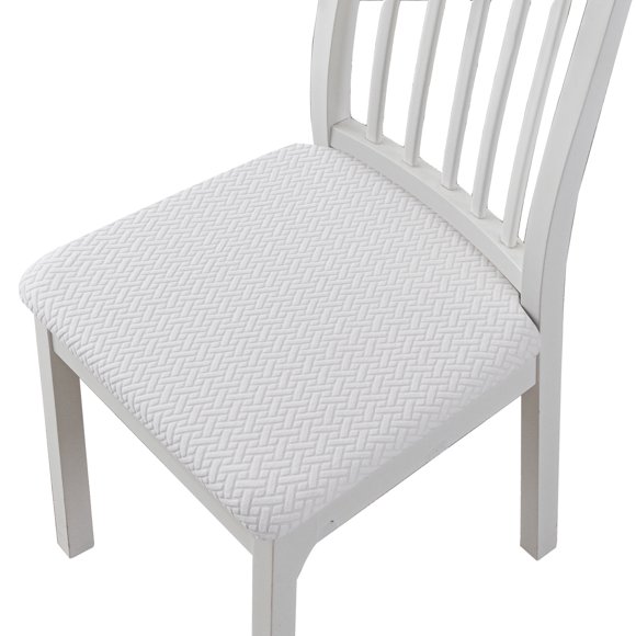 Nvzi Funda universal para silla de restaurante Four Seasons, color liso, sencilla, para cocina, con elástico, para cojín de silla, juego de 2 piezas, color blanco.