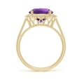 thumbnail image 2 of ANGARA Natural 3.2 Ct. Amethyst with Diamond Halo Ring in 14K Yellow Gold for Women (Ring Size: 11.5), 2 of 11